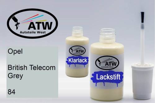 Opel, British Telecom Grey, 084: 20ml Lackstift + 20ml Klarlack - Set, von ATW Autoteile West.